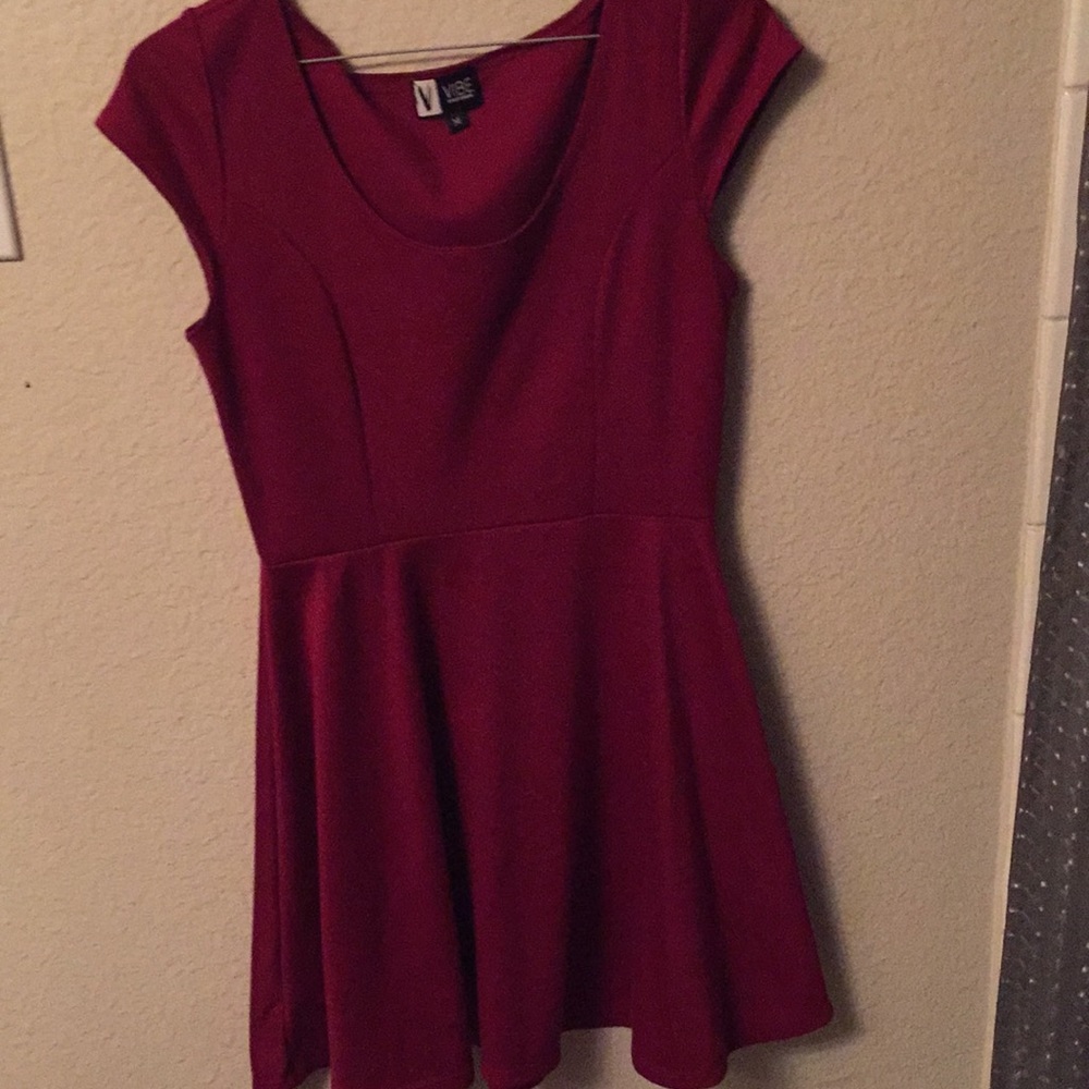A maroon dress